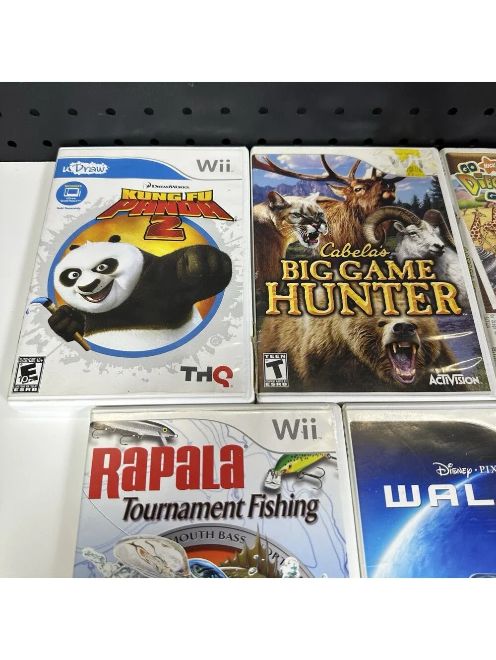 Nintendo Wii Game Lot 7 Kung Fu Panda 2 WALL-E Pictionary uDraw Big Game Hunter